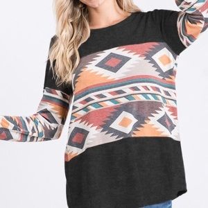 NWT Heimish Long Sleeve Aztec Print Top Size 3X
